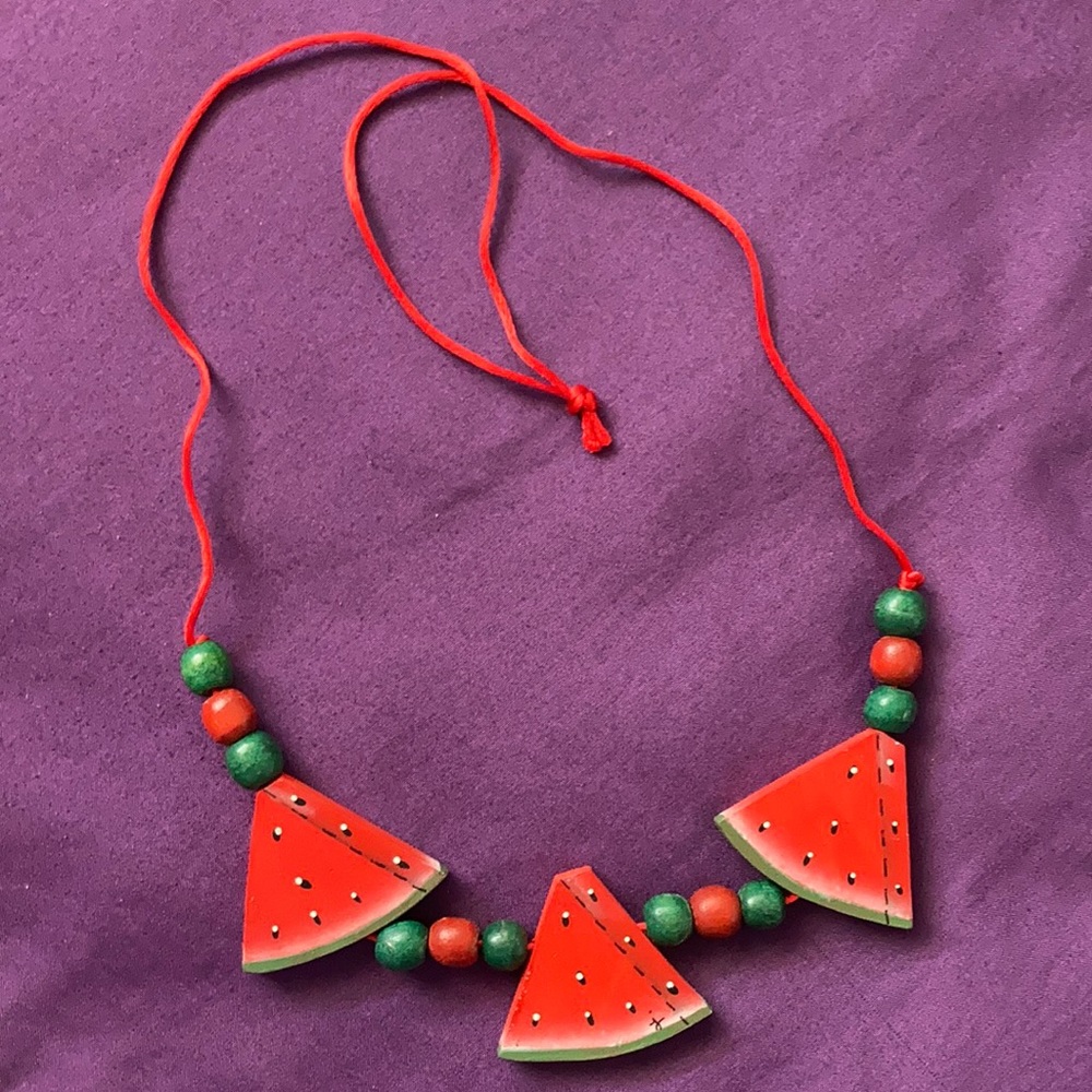 Wooden Watermelon string necklace